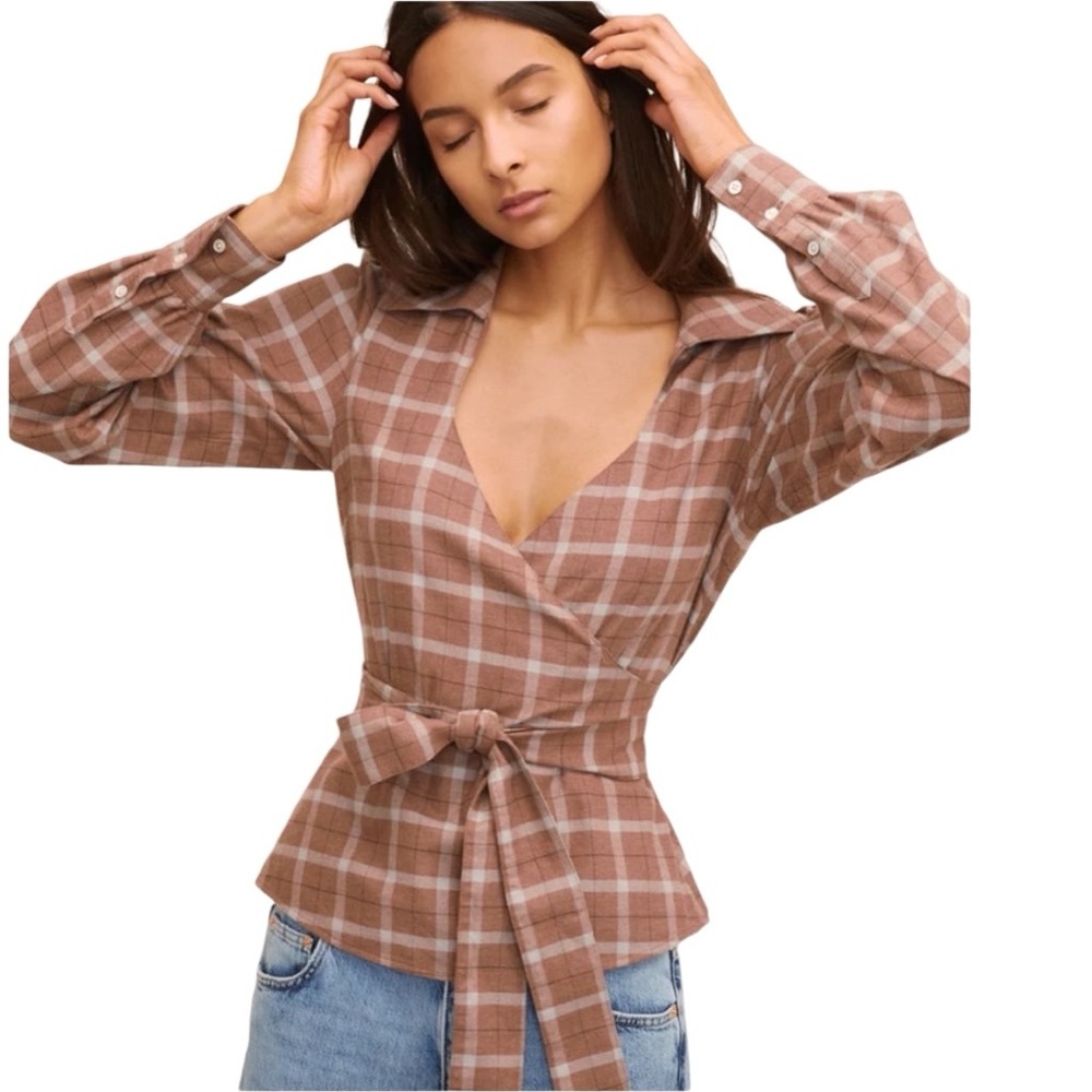 NWT Marissa Webb Women’s Brown Mia Lightweight Flannel Top - size Small